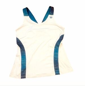 Wilson Blue and White Mesh Tennis Top